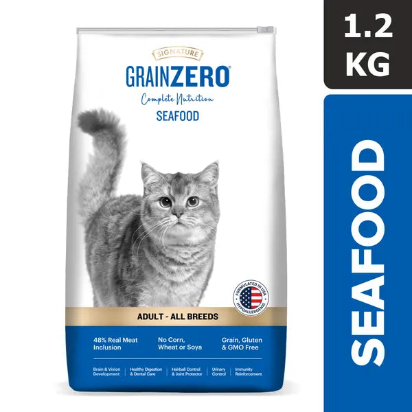 Signature Grain Zero Seafood Adult Cat Dry Food For All Breed | 1.2 KG