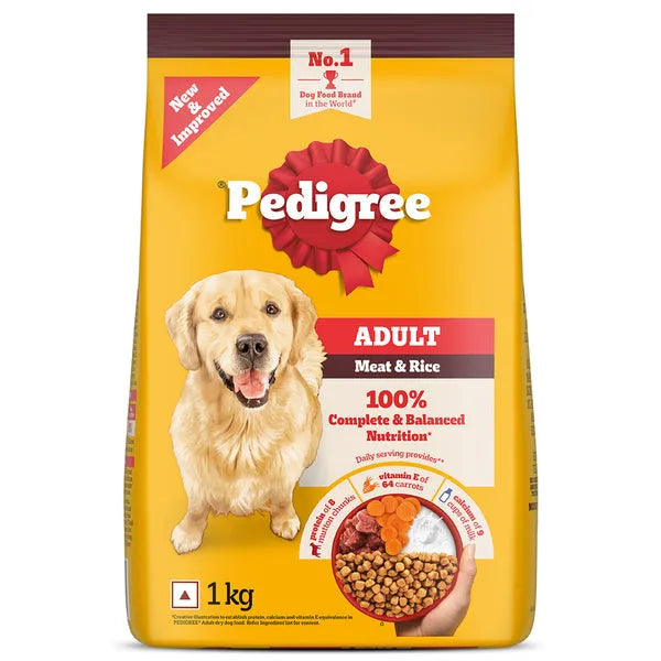 Pedigree Meat & Rice Adult Dog Dry Food | 1 KG | 2.5 KG | 10 KG