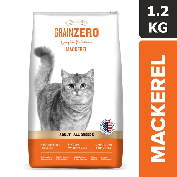 Signature Grain Zero Mackerel Adult Cat Dry Food For All Breeds | 1.2 KG