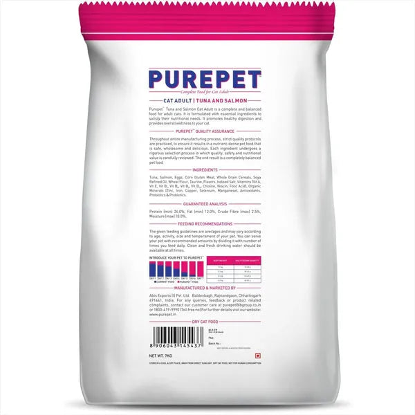 Purepet Tuna and Salmon Adult Cat Dry Food | 2.8 KG | 6 KG