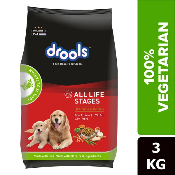 Drools 100% Vegetarian Puppy and Adult Dog Veg Dry Food (All Life Stages)