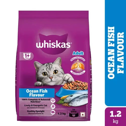 Whiskas Ocean Fish Flavour Adult Cat Dry Food | 1.2 KG | 3 KG