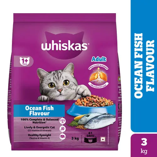 Whiskas Ocean Fish Flavour Adult Cat Dry Food | 1.2 KG | 3 KG