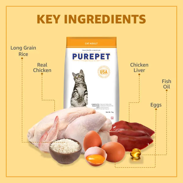 Purepet Real Chicken Adult Dry Cat Food | 7 KG