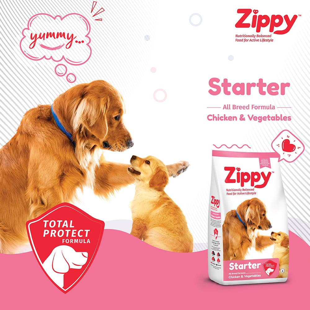Zippy Starter Dry Dog Food for Pregnant Mother & Weaning Puppy, Real Chicken & Vegetables, Nutritionally Balanced Dog Food for All Breeds