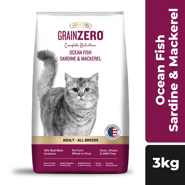 Signature Grain Zero Ocean Fish, Sardine and Mackerel Adult Cat Dry Food | 3 KG