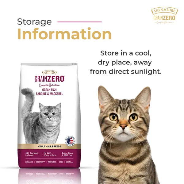 Signature Grain Zero Ocean Fish, Sardine and Mackerel Adult Cat Dry Food | 3 KG