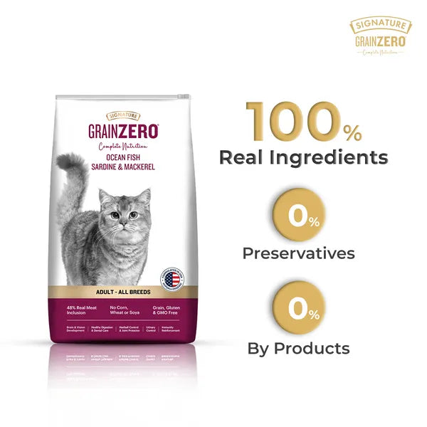 Signature Grain Zero Ocean Fish, Sardine and Mackerel Adult Cat Dry Food | 3 KG