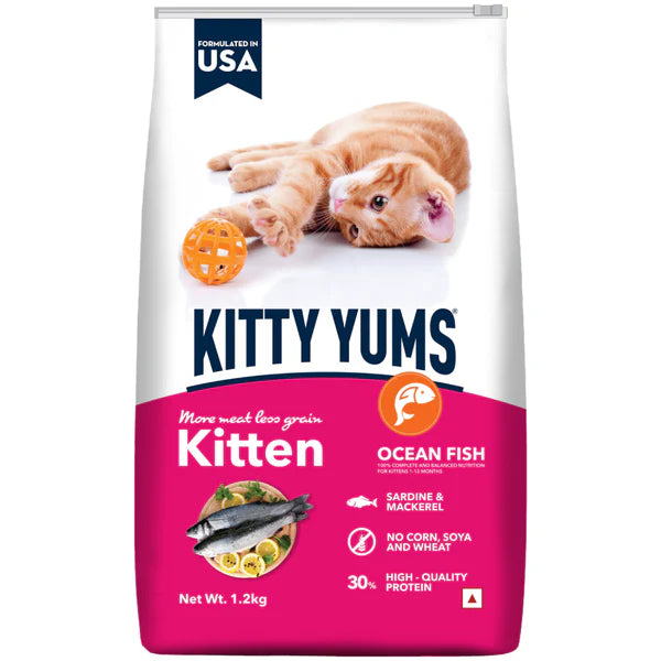Kitty Yums Ocean Fish Kitten (1 to 12 Months) Cat Dry Food | | 1.2 KG | 3 KG