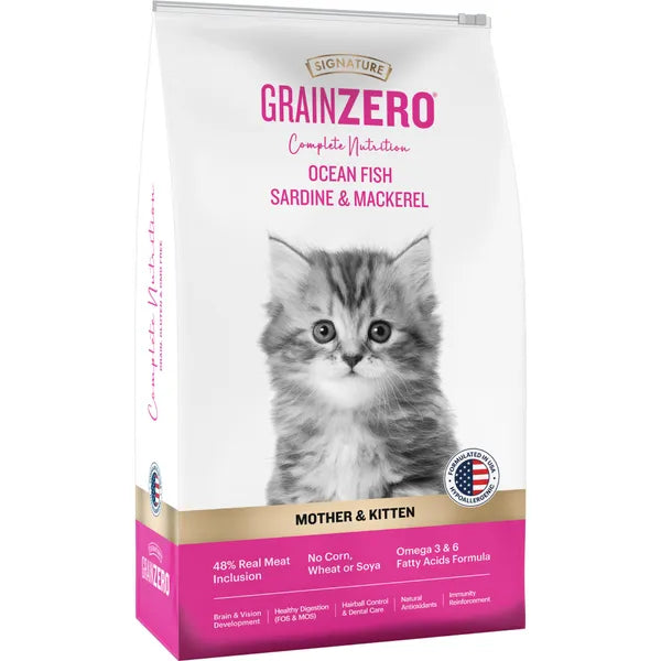 Signature Grain Zero Ocean Fish, Sardine and Mackerel Mother and Kitten Cat Dry Food | 1.2 KG | 3 KG