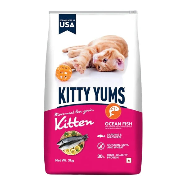 Kitty Yums Ocean Fish Kitten (1 to 12 Months) Cat Dry Food | | 1.2 KG | 3 KG