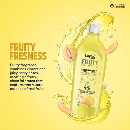 Lozalo Fruit Pet Shampoo 200 ml | Cantaloupe | pH Balanced | Paraben Free Conditioning Shampoo for Dogs & Cats of All Breeds