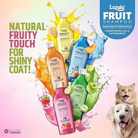 Lozalo Fruit Pet Shampoo 200 ml | Cantaloupe | pH Balanced | Paraben Free Conditioning Shampoo for Dogs & Cats of All Breeds
