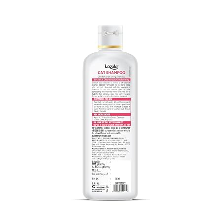 Lozalo Botanical Conditioning Cat Shampoo-250ml, Extra Gentle Conditioning Formula, Hydrating, & Cleansing Shampoo for Soft & Silky Cat Fur Coat