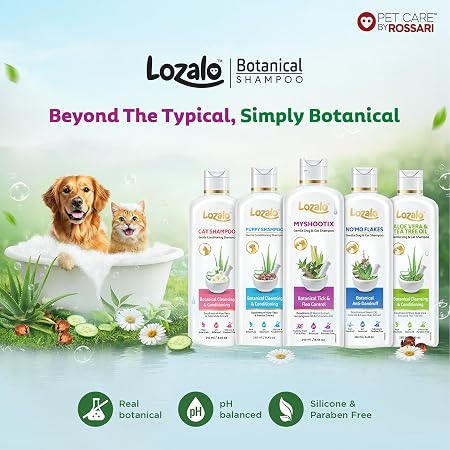 Lozalo Botanical Conditioning Cat Shampoo-250ml, Extra Gentle Conditioning Formula, Hydrating, & Cleansing Shampoo for Soft & Silky Cat Fur Coat