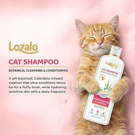 Lozalo Botanical Conditioning Cat Shampoo-250ml, Extra Gentle Conditioning Formula, Hydrating, & Cleansing Shampoo for Soft & Silky Cat Fur Coat