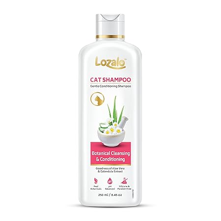 Lozalo Botanical Conditioning Cat Shampoo-250ml, Extra Gentle Conditioning Formula, Hydrating, & Cleansing Shampoo for Soft & Silky Cat Fur Coat
