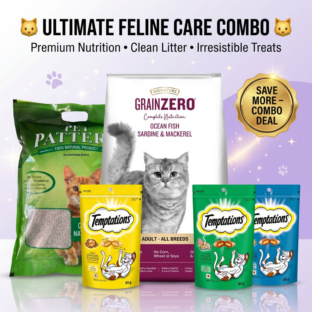 Adult Monthly Cat Care Combo
Food + Litter + 3 Temptations Treats