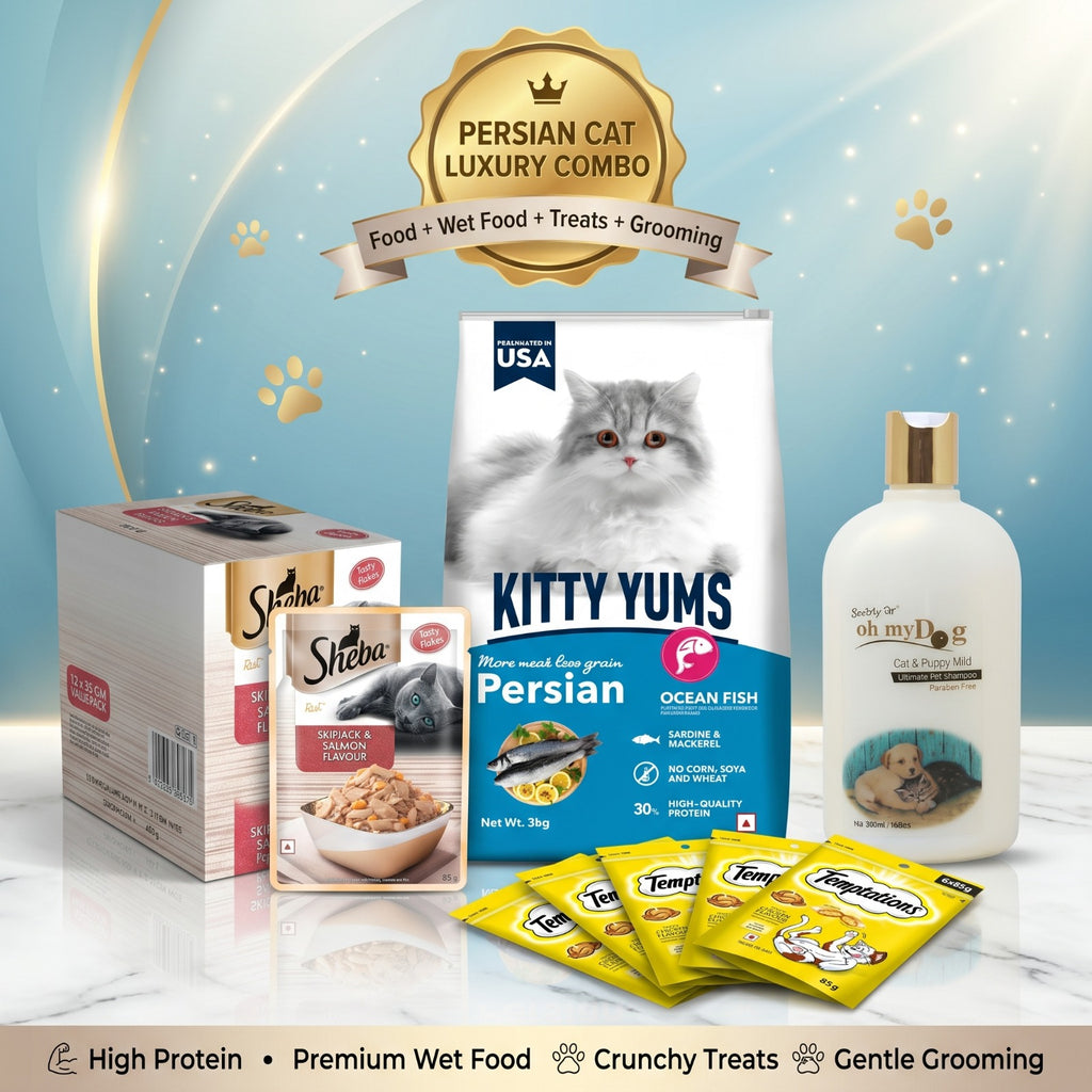 Royal Persian Cat Combo Premium Food | Wet Food | Treats | Grooming