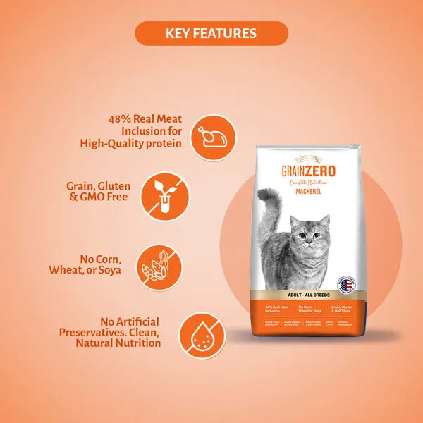 Signature Grain Zero Mackerel Adult Cat Dry Food For All Breeds | 1.2 KG