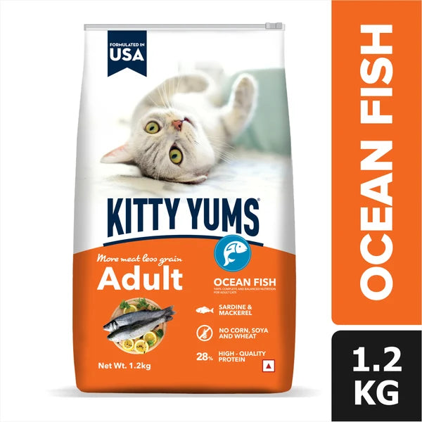 Kitty Yums Ocean Fish Adult (1+ years) Cat Dry Food | 1.2 KG | 3 KG