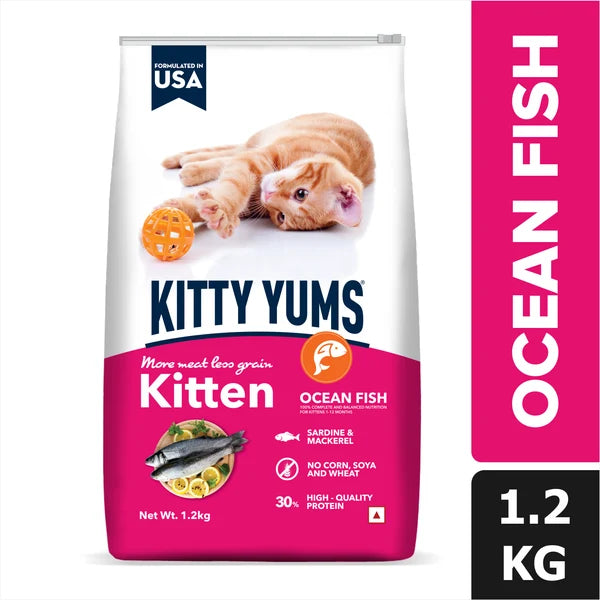 Kitty Yums Ocean Fish Kitten (1 to 12 Months) Cat Dry Food | | 1.2 KG | 3 KG