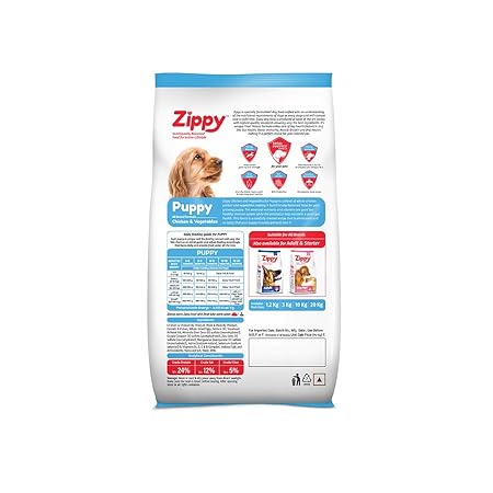 Zippy Puppy Dry Dog Food Real Chicken & Vegetables, Nutritionally Balanced Dog Food for All Breeds