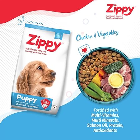 Zippy Puppy Dry Dog Food Real Chicken & Vegetables, Nutritionally Balanced Dog Food for All Breeds
